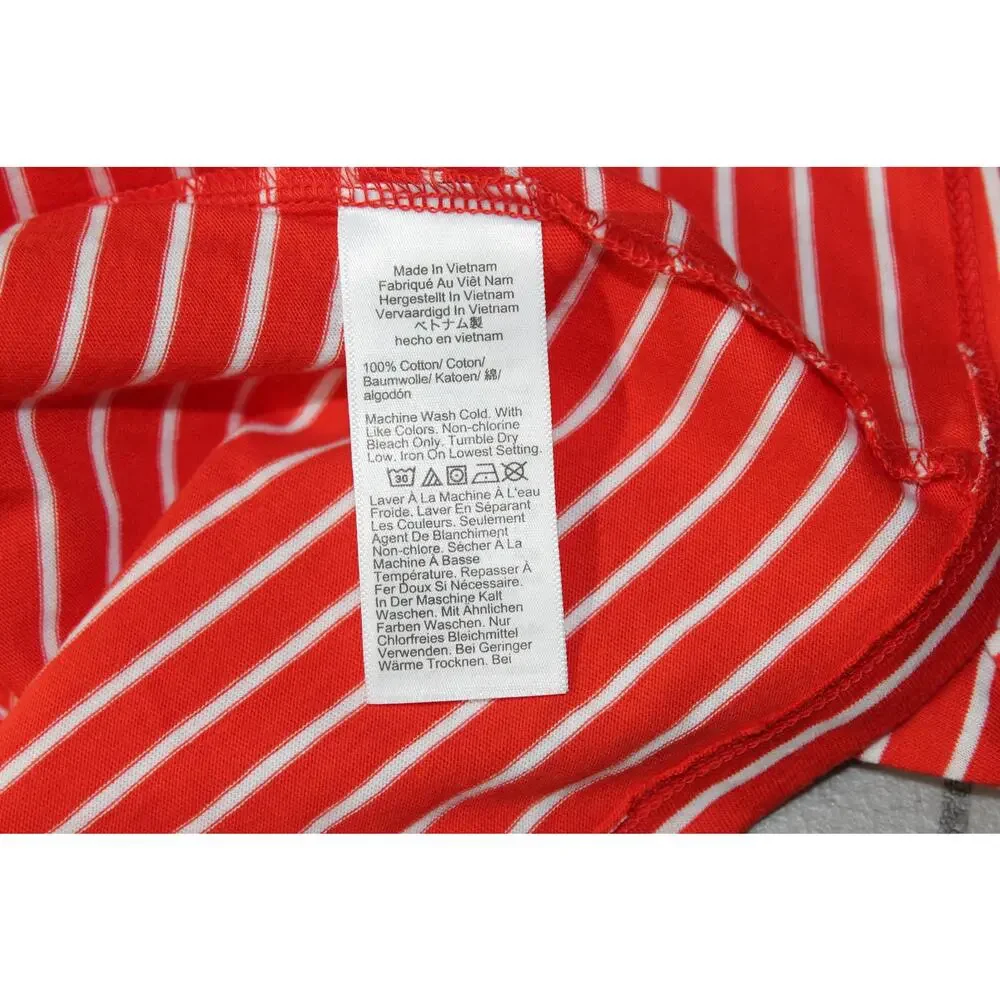 J.Crew Vintage Jersey T-Shirt Stripe Puff Sleeve Red White Large NEW